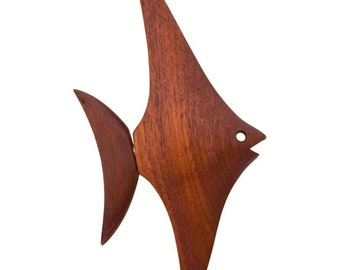 Danish Modern Wall Art Fish Sculpture in Teak style of  Ernst Henriksen