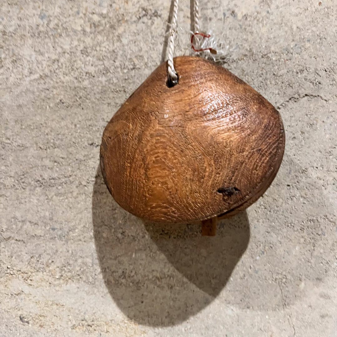 1930s Farmhouse Rustic Cow Bell Solid Oak Wood - Etsy