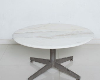 Style of Knoll Round Marble Coffee Table Aluminum Star Base 1960s