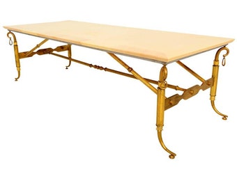 1950s Arturo Pani Parchment and Brass Coffee Table Hollywood Regency
