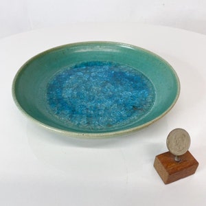 Artist Jade Snow Wong Ceramic Glass Pottery Dish Art in Turquoise San Francisco image 2