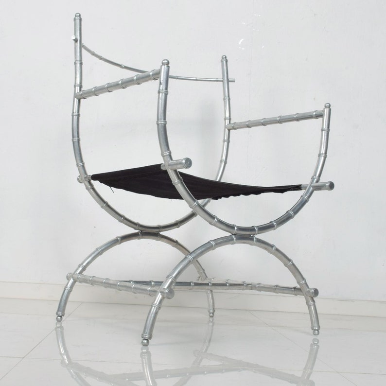1960s Regency Faux Silver Bamboo Side Chair style Frank Kyle Mexican Modernist image 7