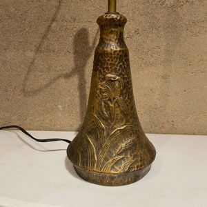 Relief Table Lamp Faux Hammered Bronze in Style of Antoni Gaudi 1970s image 3