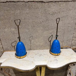 1950s Angelo Lelii Italian Blue Stelline Table Lamps Arredoluce