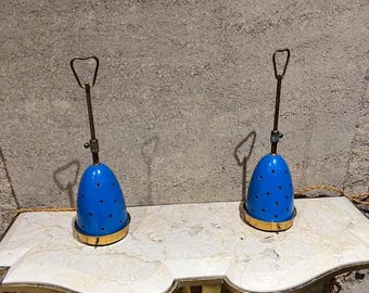 1950s Angelo Lelii Italian Blue Stelline Table Lamps Arredoluce