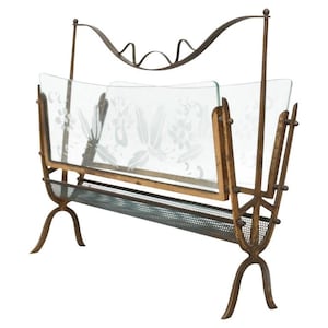 1950s Fontana Arte Magazine Rack Venetian Flower Art Glass Italy image 1