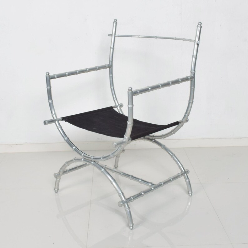 1960s Regency Faux Silver Bamboo Side Chair style Frank Kyle Mexican Modernist image 1