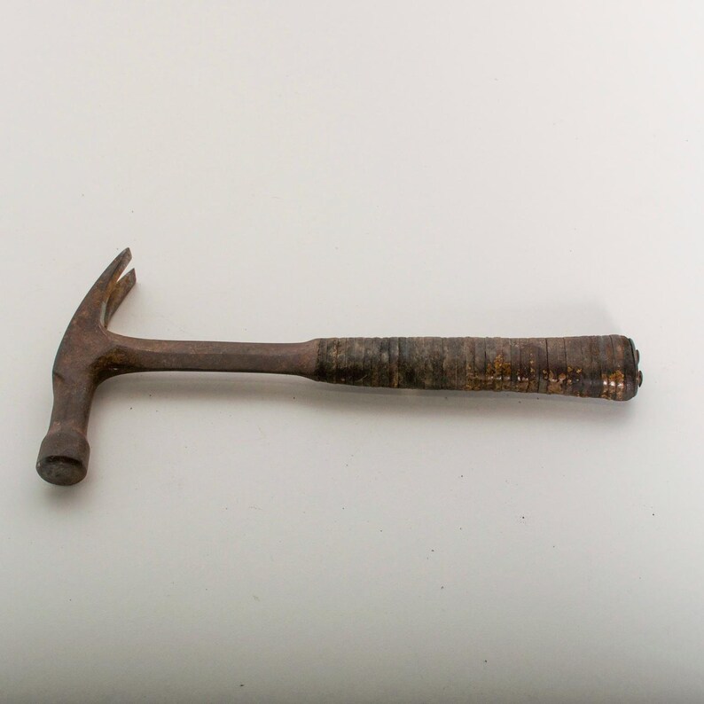 Antique Hammer Vintage Tool Stacked Leather Handle on Etsy
