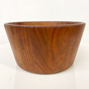 Mid Century Modern Sculptural Staved Solid Walnut Wood Bowl. image 1