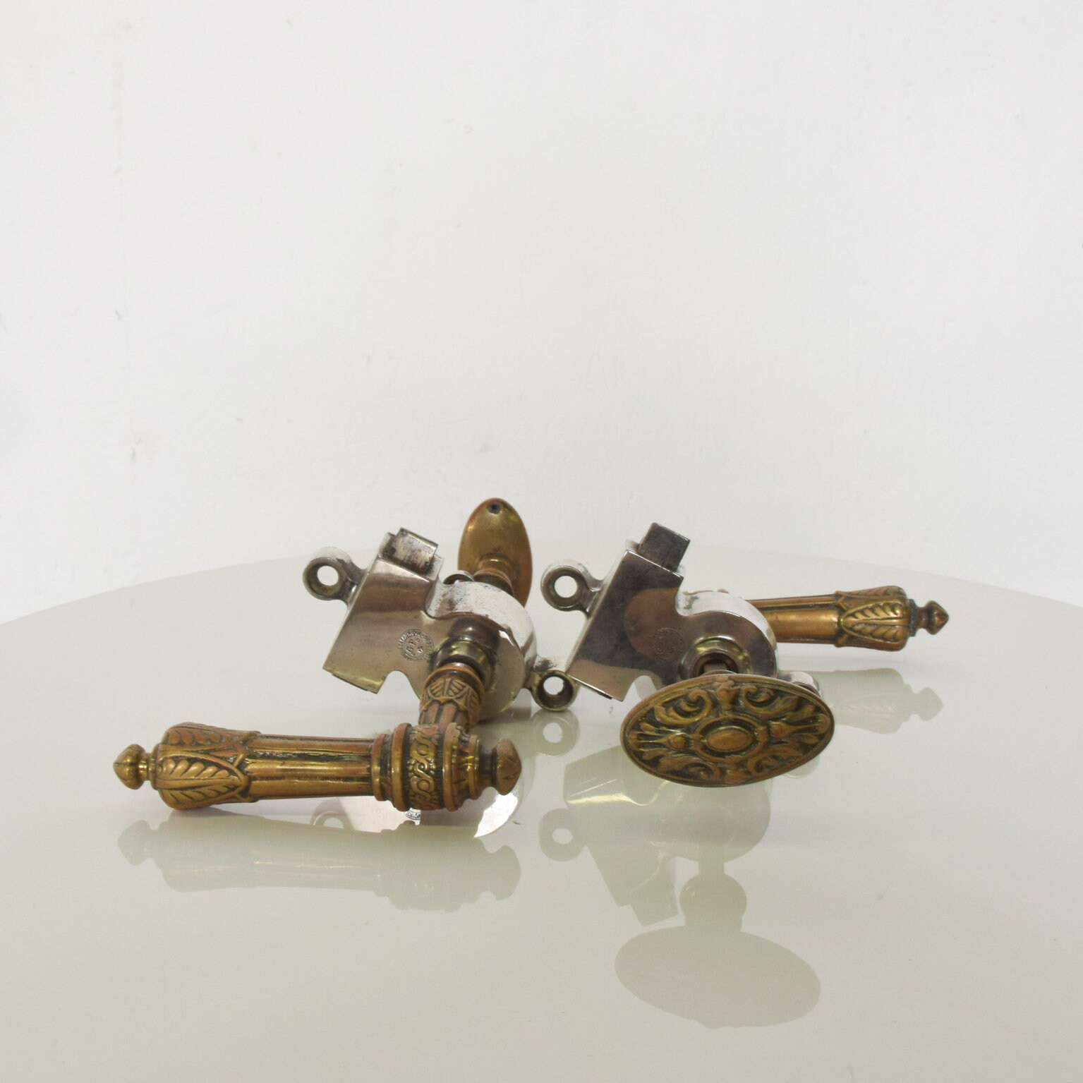 Antique Pair Brass French Regency Door Pulls Handle Lever Etsy