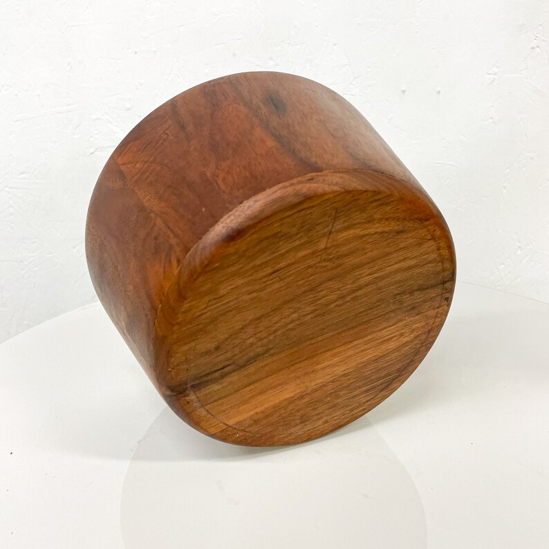 Mid Century Modern Sculptural Staved Solid Walnut Wood Bowl. image 6