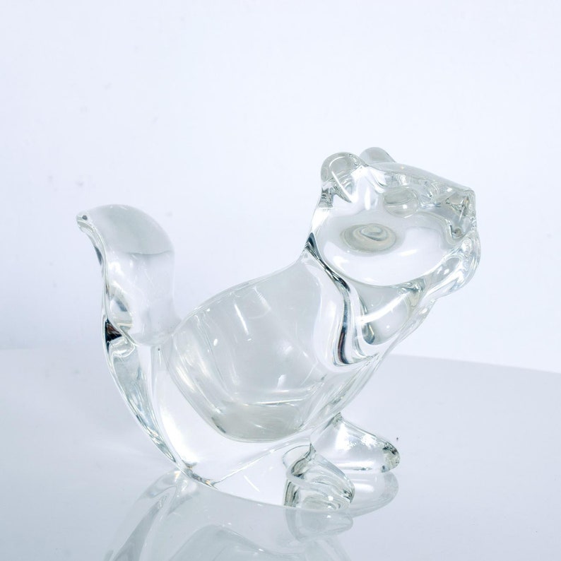 Fancy Squirrel Crystal Glass CANDY Dish Modern 1980s image 3
