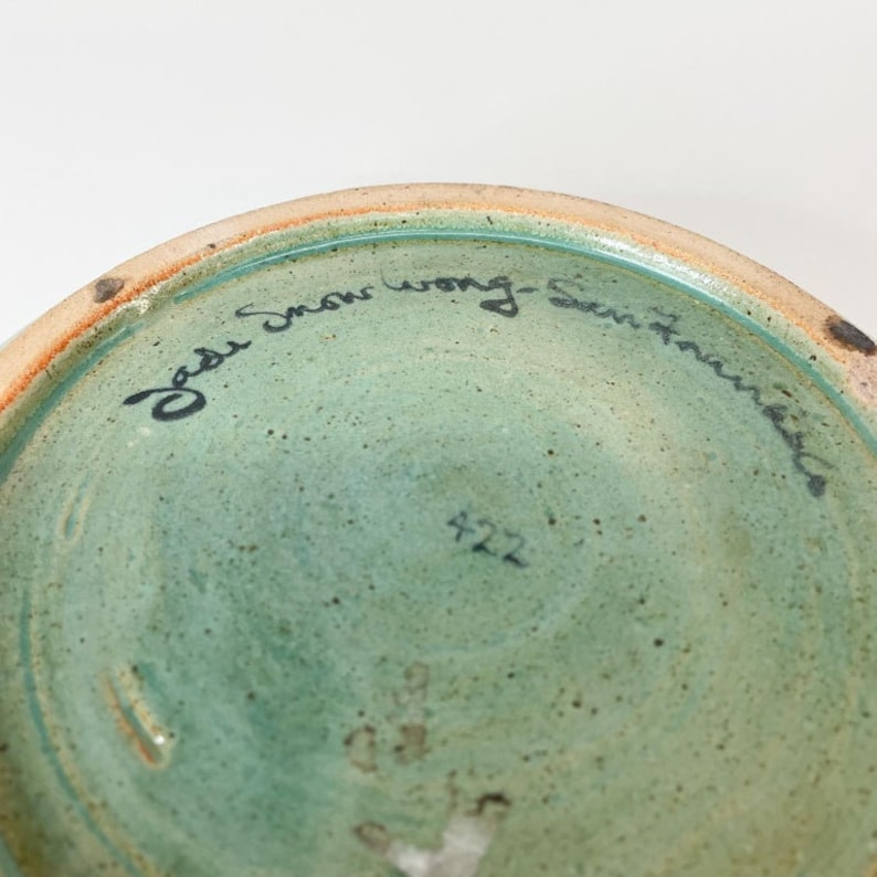 Artist Jade Snow Wong Ceramic Glass Pottery Dish Art in Turquoise San Francisco image 3