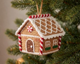 Crochet Gingerbread House Ornament Pattern: Amigurumi Christmas Decor (PDF Digital Download)
