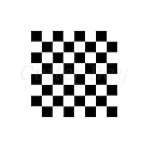 Könnte beinhalten: Ein quadratisches grafisches Muster, das aus einem sich wiederholenden Gitter aus abwechselnd schwarzen und weißen Quadraten besteht. Das Design zeigt ein kontrastreiches Schachbrettmuster mit klaren Kanten und einer symmetrischen Anordnung.
