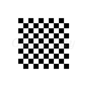 May include: A square graphic pattern featuring a repeating grid of alternating black and white solid squares. The design consists of eight rows and eight columns of squares, creating a classic checkerboard motif with high contrast.