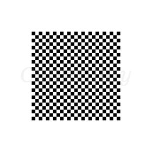 May include: A square graphic pattern consisting of a repeating grid of small, solid black and white squares arranged in a classic checkerboard layout. The design features uniform, alternating colours across the entire surface of the square image.