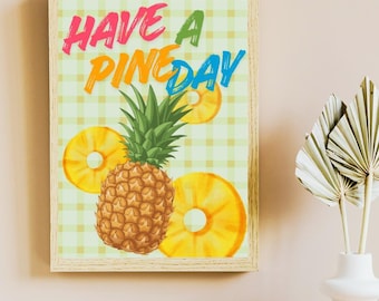Pineapple Day Wall Art Print: Hand-Drawn Sketch (Digital Download) with optional A4 wall frame