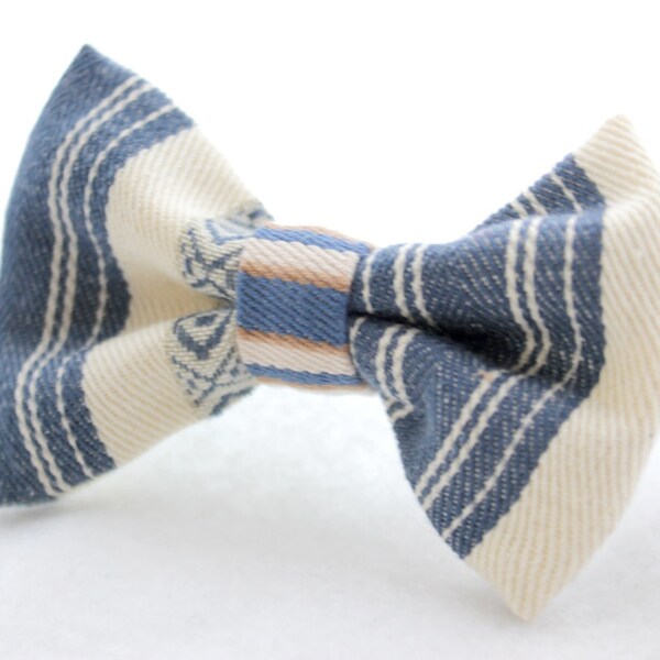 Steel Blue Stripe Bow Tie Pin
