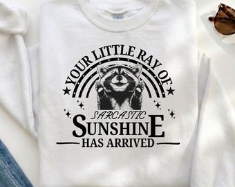 Your Little Ray Of Sarcastic Sunshine Has Arrived SVG PNG, funny raccoon svg, sassy raccoon , trendy design sublimation PNG Sarcastic Svg