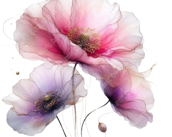 12 abstracte bloemen clipart bloemen print afdrukbare aquarel clipart hoge kwaliteit png's digitale download ambachtelijke papier junk tijdschriften
