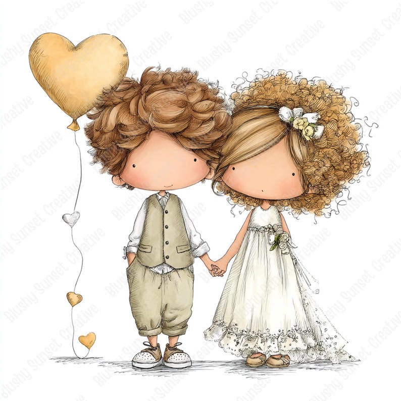 33 JPG Clipart ślubny, Fantazyjny pakiet JPG Clipart dla pary młodej, Motyw ślubu, Panna młoda i pan młody, Pobieranie cyfrowe, Użytek komercyjny zdjęcie 18
