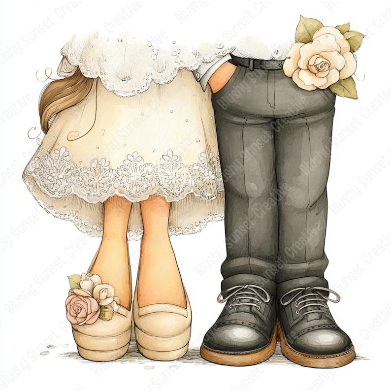 33 JPG Clipart ślubny, Fantazyjny pakiet JPG Clipart dla pary młodej, Motyw ślubu, Panna młoda i pan młody, Pobieranie cyfrowe, Użytek komercyjny zdjęcie 15