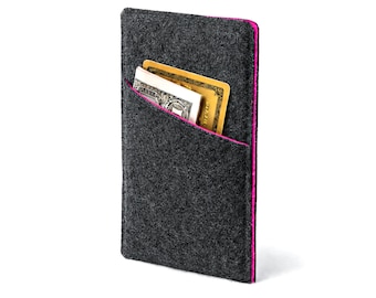 Felt iPhone Sleeve with Card Pocket | Handmade Phone Cover | Minimalist Wallet Sleeve, Custom Fit
