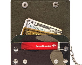 Chain Wallet, Biker Wallet, Mens Wallet, Camo Wallet, Gift for Husband, Card Pouch, Card Holder, Minimalist, EDC Cash Purse