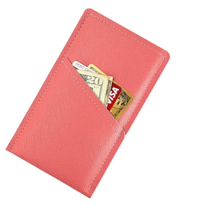 Schlanke iPhone Hülle mit Kartenfach – Schmale rosa Handyhülle, minimalistische Brieftasche für iPhone, Samsung, Pixel – Tech Geschenk für Sie und Ihn