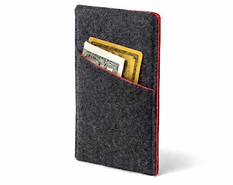 Felt iPhone Sleeve with Card Pocket | Handmade Phone Case | Minimalist Wallet Sleeve, Custom Fit