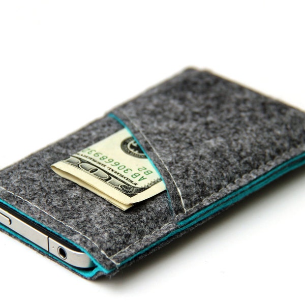 Private listing for Jay - iPhone sleeve / iPhone case / iPhone cover - Gray and Turquoise - Weird.Old.Snail