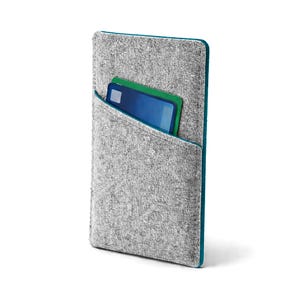 Funda de fieltro hecha a mano para iPhone con bolsillo para tarjetas, funda minimalista, funda tipo cartera delgada para teléfono.