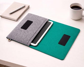 iPad Felt Sleeve Case with Pocket, Fits iPad Pro Air 11 12.9 13, Handmade Tablet Cover