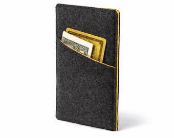 Felt iPhone Sleeve with Card Pocket | Handmade Phone Case | Minimalist Wallet Sleeve, Custom Fit
