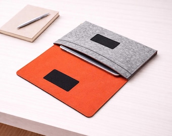 Felt iPad Sleeve with Pocket, Handmade Tablet Case, Fits iPad Pro Air 11 12.9 13, Magic Keyboard Compatible