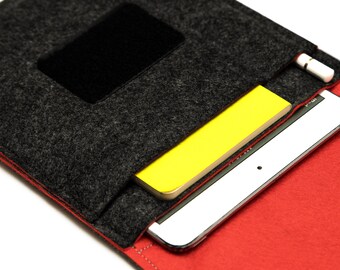 iPad Mini Sleeve with Pencil Pocket, Handmade from Vegan Felt, Fits with Additional Keyboard/Covers/Cases