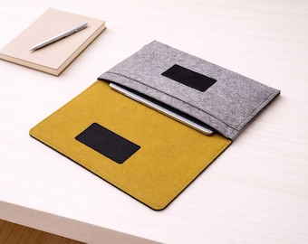 iPad Felt Sleeve Case with Pocket, Fits iPad Pro Air 11 12.9 13, Handmade Tablet Cover