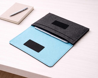 Felt Tablet Sleeve with Pocket, Handmade iPad Case, Fits Pro Air 11 12.9 13