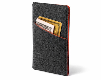 Felt iPhone Sleeve with Card Pocket | Handmade Phone Case | Minimalist Wallet Sleeve, Custom Fit