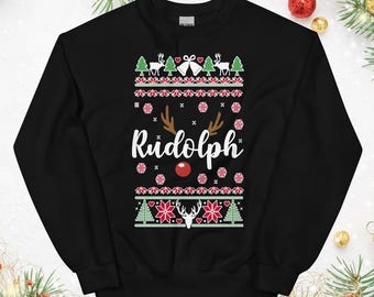 Pull De Noël Homme Avec Renne - Sweat à Col Quarter-zip - Intérieur Polaire - Motif Festif