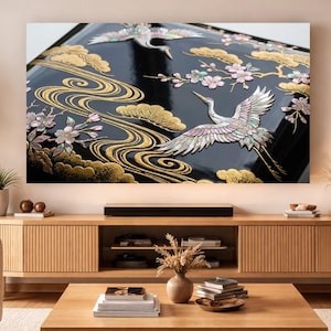 Samsung Frame TV Art - Celestial Gemstones: Maki-e Earth & Tiger's Eye Jupiter, 4K Space Wallpaper"