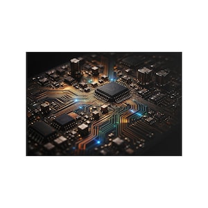 Black Gold PCB Art Print Microchip Circuit Board Tech Wall Decor STEM Engineer Gift Matte Poster