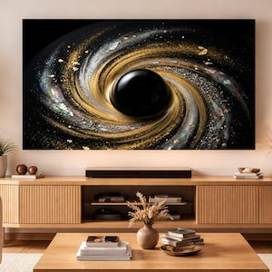 Samsung Frame TV Art - Celestial Gemstones: Maki-e Earth & Tiger's Eye Jupiter, 4K Space Wallpaper