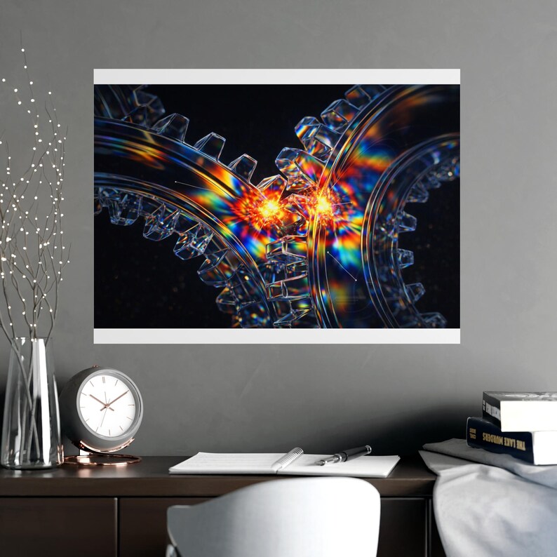 Wall Art Poster Prismatic Glass Gears, Mechanical Engineering Poster ...