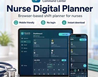 Nurse Digital Planner, Browser Based Shift Planner for Nurses and Nursing Students