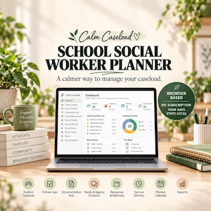 School Social Worker Planner | Social Work Caseload Tracker, Student Support, Case Management & Referral Organizer