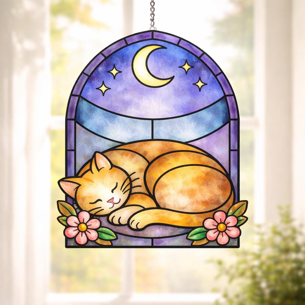 Stained Glass Cat SVG Bundle, Cat Suncatcher Designs, Digital Download ...