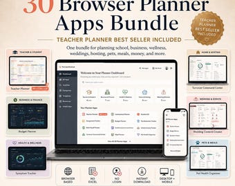 Whole Shop Bundle, 30 Browser Planner Apps for Home, Work and Life