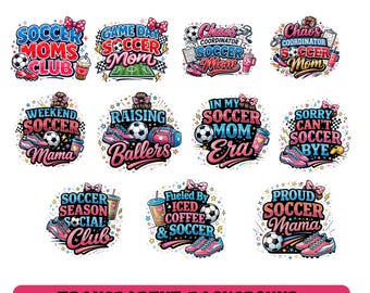 Soccer Moms Club Bundle, 11 Game Day Mom Designs, Digital Download